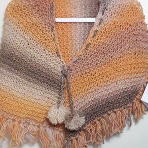 "Wheat fields" handknit toddler poncho. Wool blend